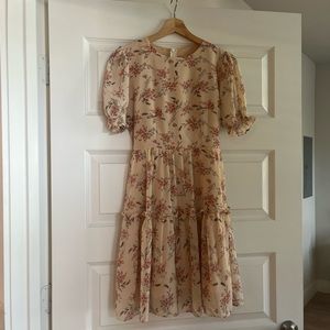 Floral Print Frill Sleeve Dress